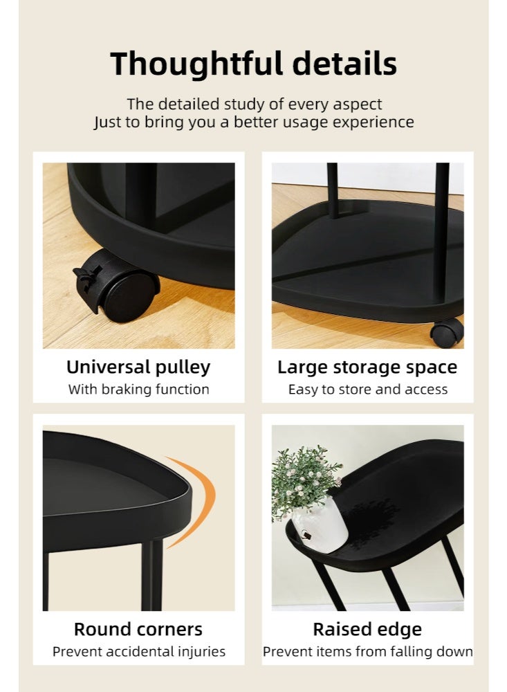 طاولة جانبية مستديرة من طبقتين ، في الهواء الطلق صغيرة قابلة للطي مع علبة قابلة للإزالة ، طاولة Asional للشرفة فناء غرفة المعيشة ، مقعد ليلي لغرفة النوم - Image 5